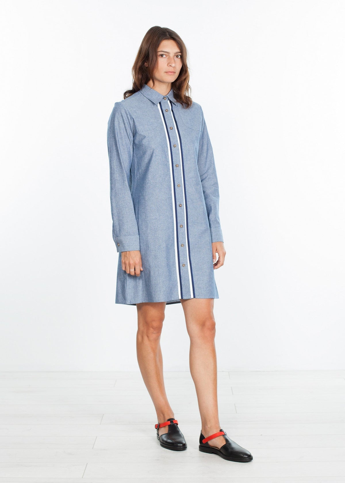 Abito chemisier in Chambray in blu