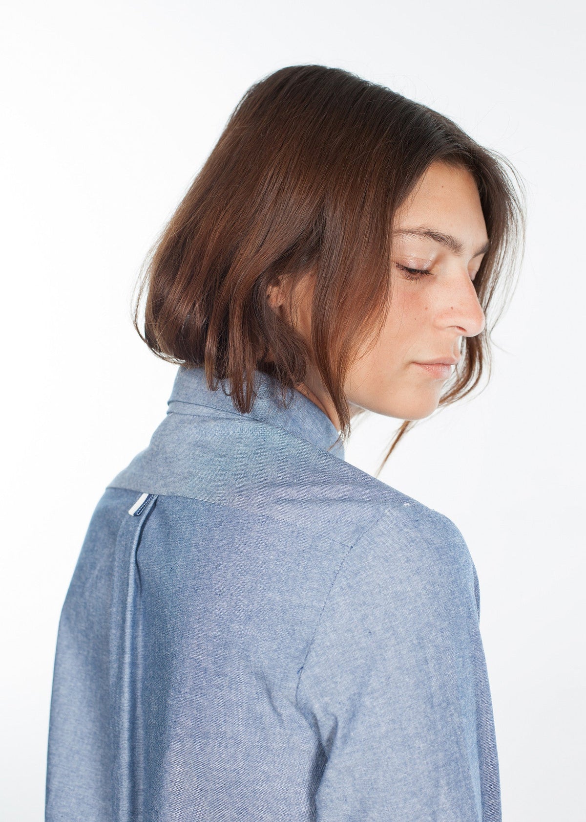 Abito chemisier in Chambray in blu