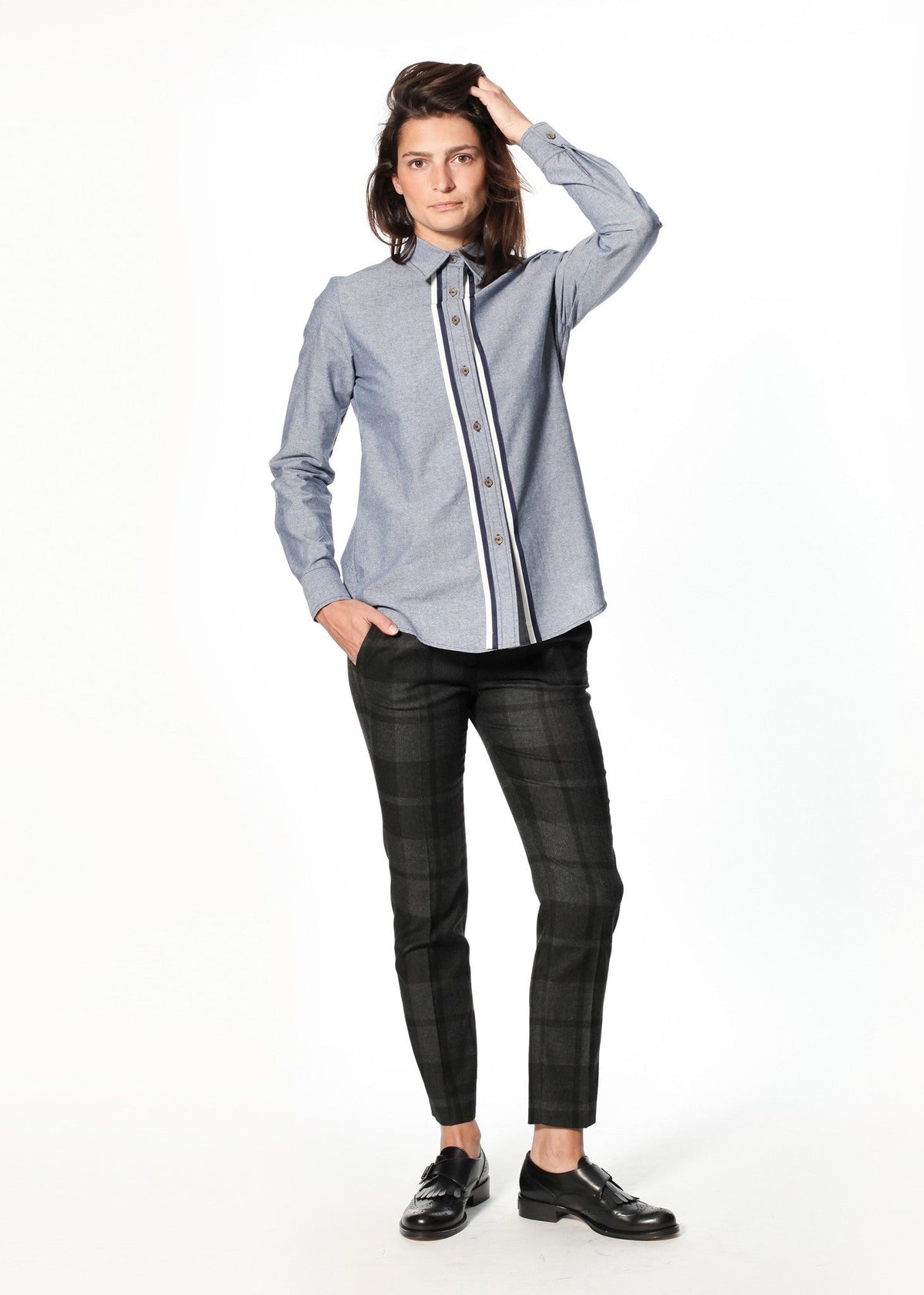 Camicia Boyfriend in Chambray in blu