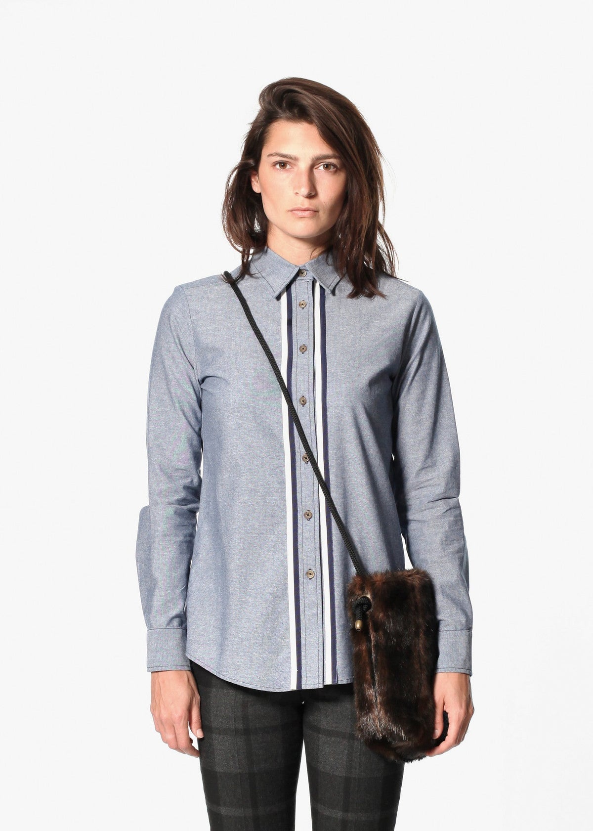 Camicia Boyfriend in Chambray in blu