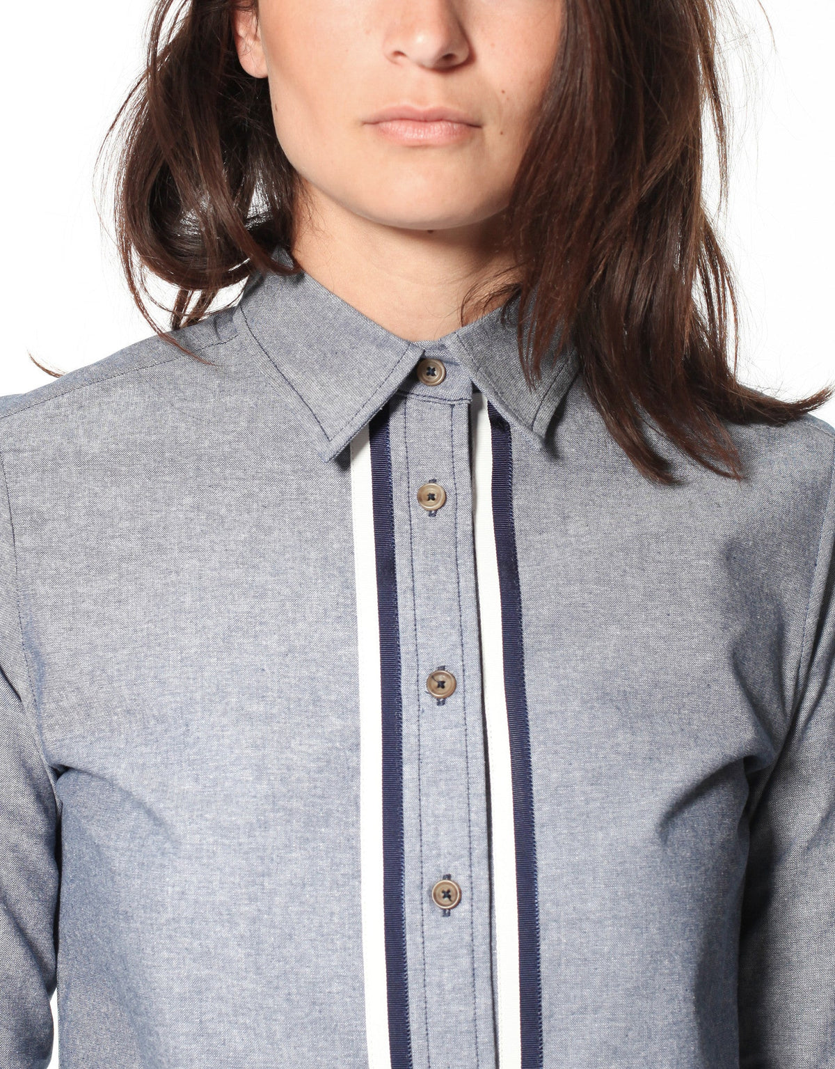 Camicia Boyfriend in Chambray in blu