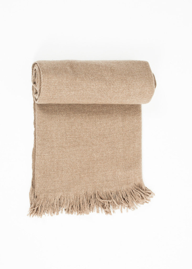 Coperta con nappe in cashmere marrone