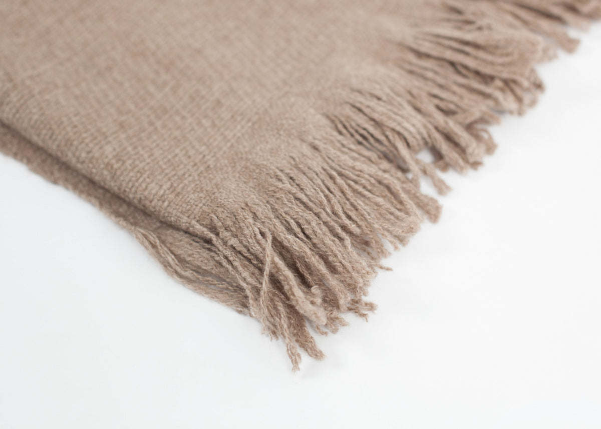 Coperta con nappe in cashmere marrone